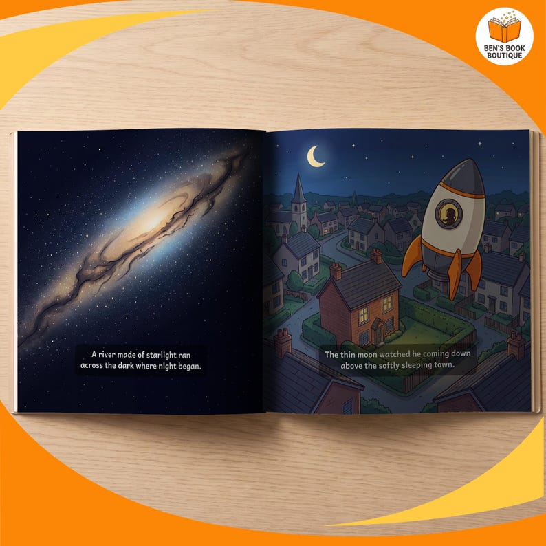 A closing page spread from the personalised Goodnight Planets book