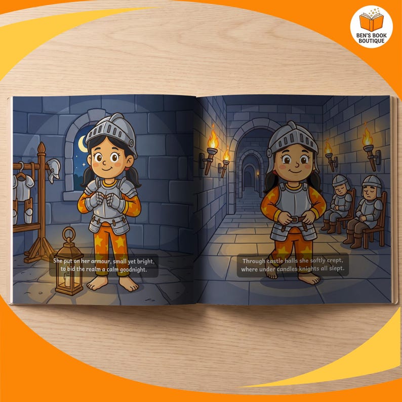 A page spread from the personalised Goodnight Castle book, shown flat