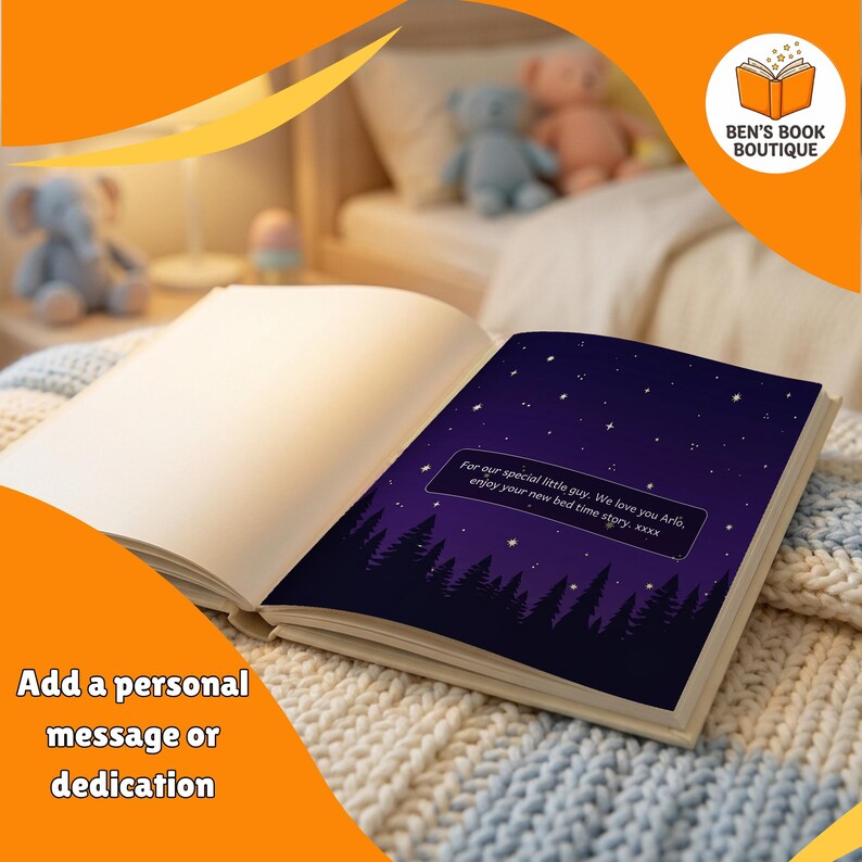 Dedication page of a personalised Goodnight Castle book with a gift message
