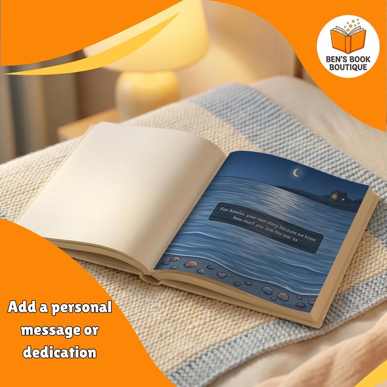 Dedication page of a personalised Goodnight Ocean book with a gift message