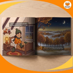 A page spread from the personalised Goodnight Forest book, shown flat