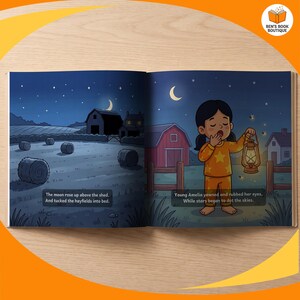 A page spread from the personalised Goodnight Farm book, shown flat