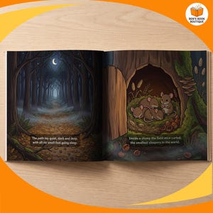 A later page spread from Goodnight Forest, shown open and flat