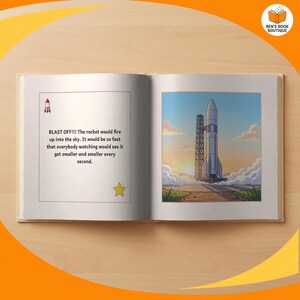 Inside pages of 'You Can Be An Astronaut', with the child personalised into the story
