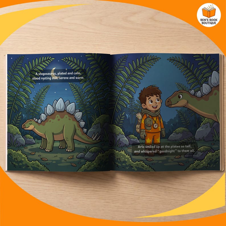 More of the story inside the personalised Goodnight Dinosaurs book