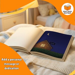 Dedication page of a personalised Goodnight Planets book with a gift message