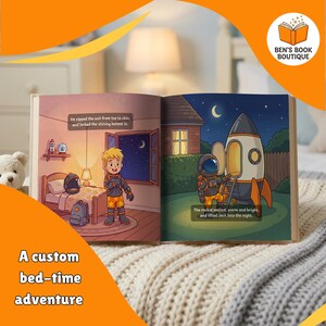 Open Goodnight Planets book showing an illustrated interior spread