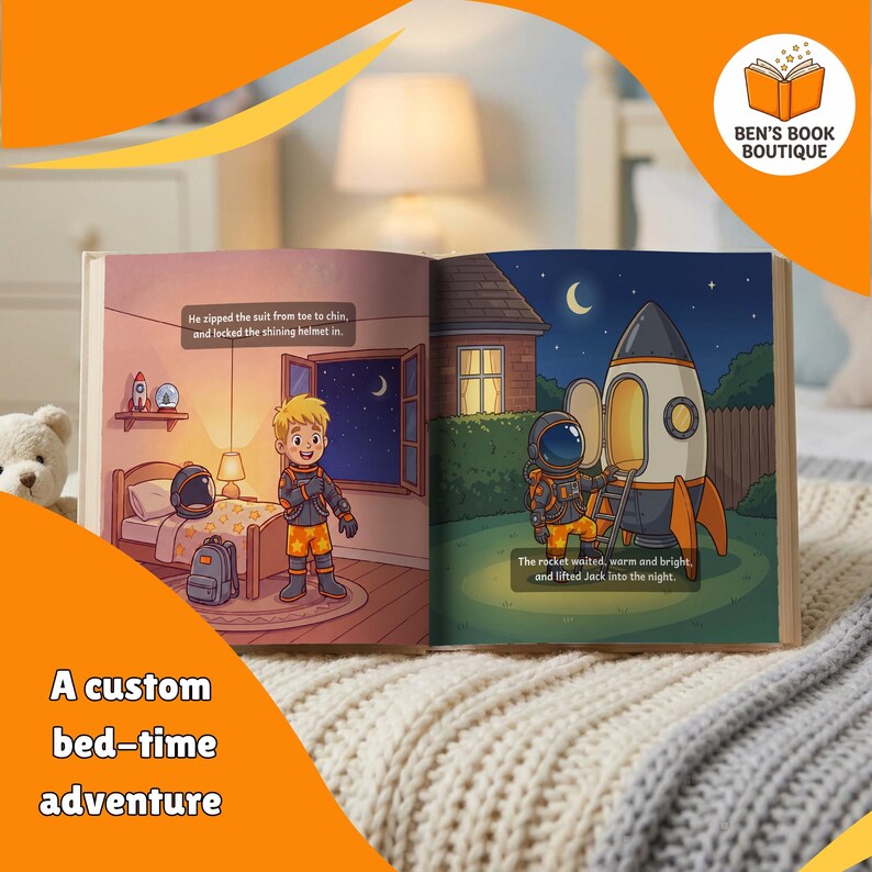 Open Goodnight Planets book showing an illustrated interior spread