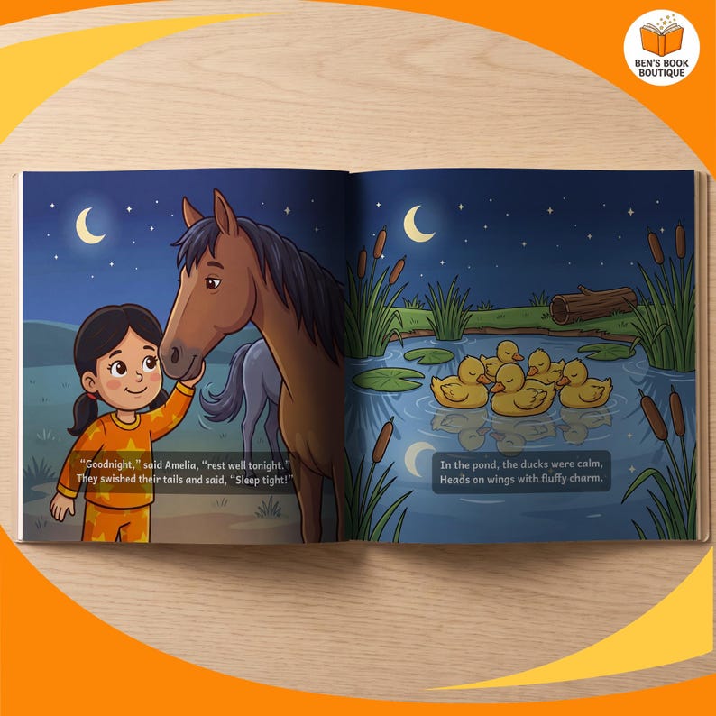 More of the story inside the personalised Goodnight Farm book