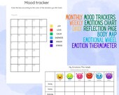 Kids Mood Tracker Printable, Emotional Chart for Children, Feelings Journal PDF, Social Emotional Learning, Daily, Weekly, Monthly Chart