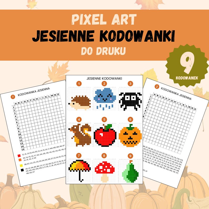 Coding Worksheet Autumn Pixel Art Activities for Kids, Graphic ...