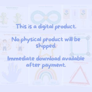 May include: A digital collection of breathing exercise charts featuring illustrations of dragons, butterflies, stars, rainbows, and geometric shapes. Each chart includes instructional text for guided breathing techniques like box, triangle, and infinity breathing.
