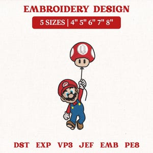 Super Mario Machine Embroidery File, Balloon Cartoon (Instant Download)