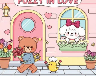 Fuzzy in Love Coloring Book, 60+ Cute Pages (Digital Download)
