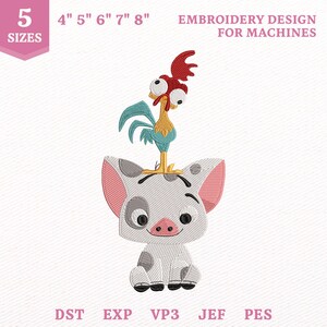 Disney Pua And Hei Hei Embroidery File, Disneyland Princess Moana (Digital Download)