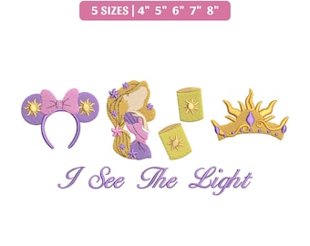 Vedo la luce Disney Rapunzel - File di ricamo, Principessa magica Rapunzel (Download digitale)