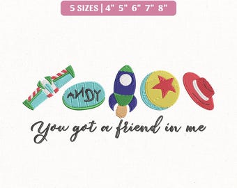 File di ricamo "You Got A Friend In Me" di Toy Story, Disney, Andy e Buzz (download immediato)