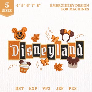 Disneyland Autumn Mickey Snack Embroidery File, Disney Fall Pumpkin Mouse (Instant Download)