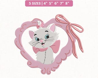 Aristocats Marie Cat Coquette Bow Embroidery File, Disney Family Trip (Digital Download)