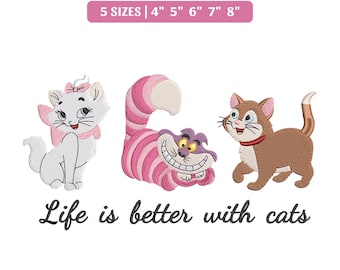 La vita è migliore con i gatti - File di ricamo, design per gli amanti dei gatti Disney (download immediato)