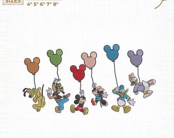 Magical Friends Balloon Embroidery Design, Family Vacation Digital (Digital Download)