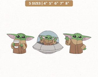 File per ricamo di Grogu di Star Wars, regalo Disney Baby Yoda (download digitale)