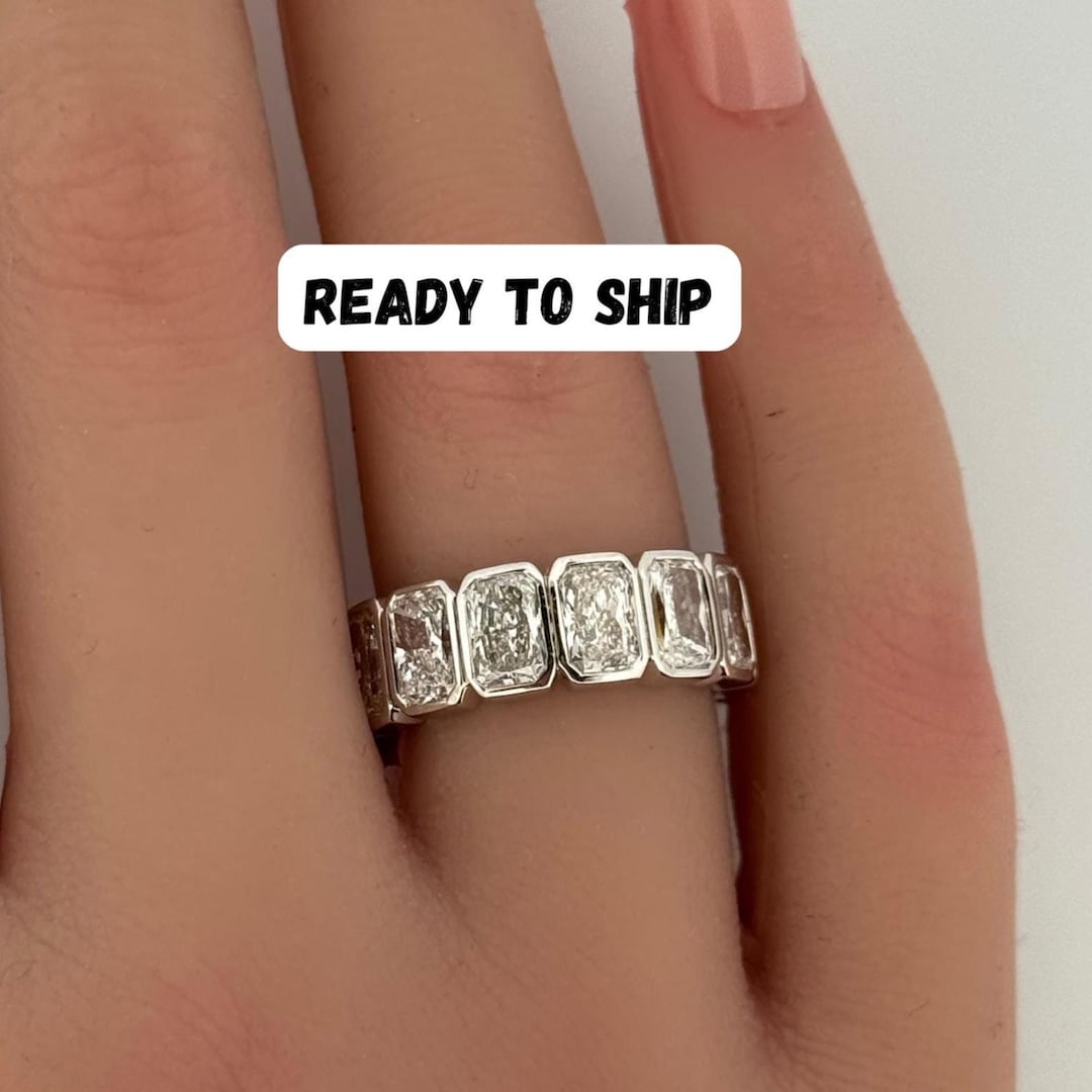 Radiant Cut Lab Grown Diamond Bezel Set Full Eternity Band | Stackable ...