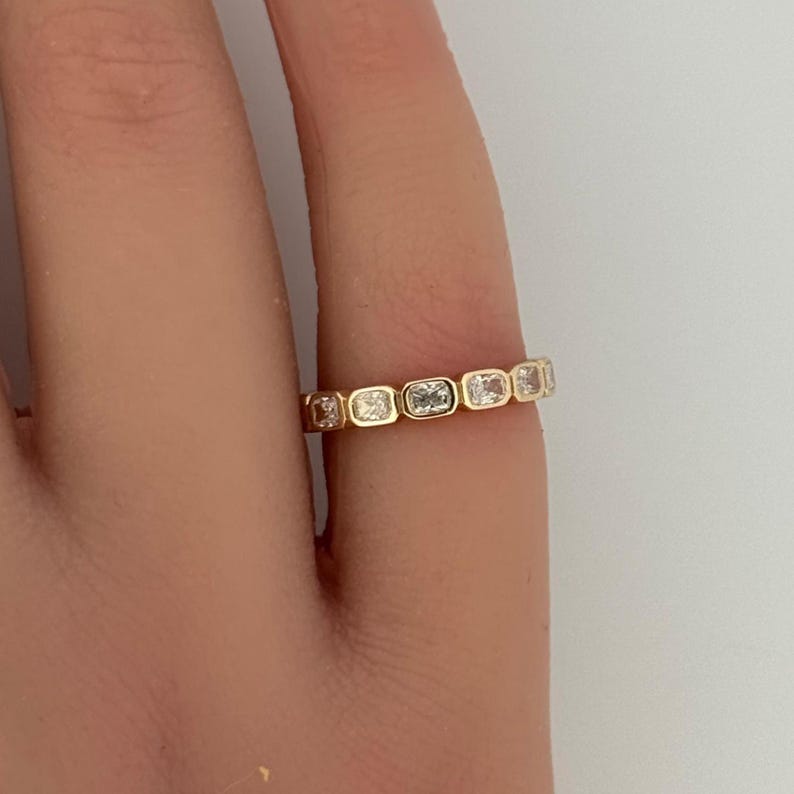 Radiant Cut Lab Grown Diamond Bezel Set Full Eternity Band | Stackable ...