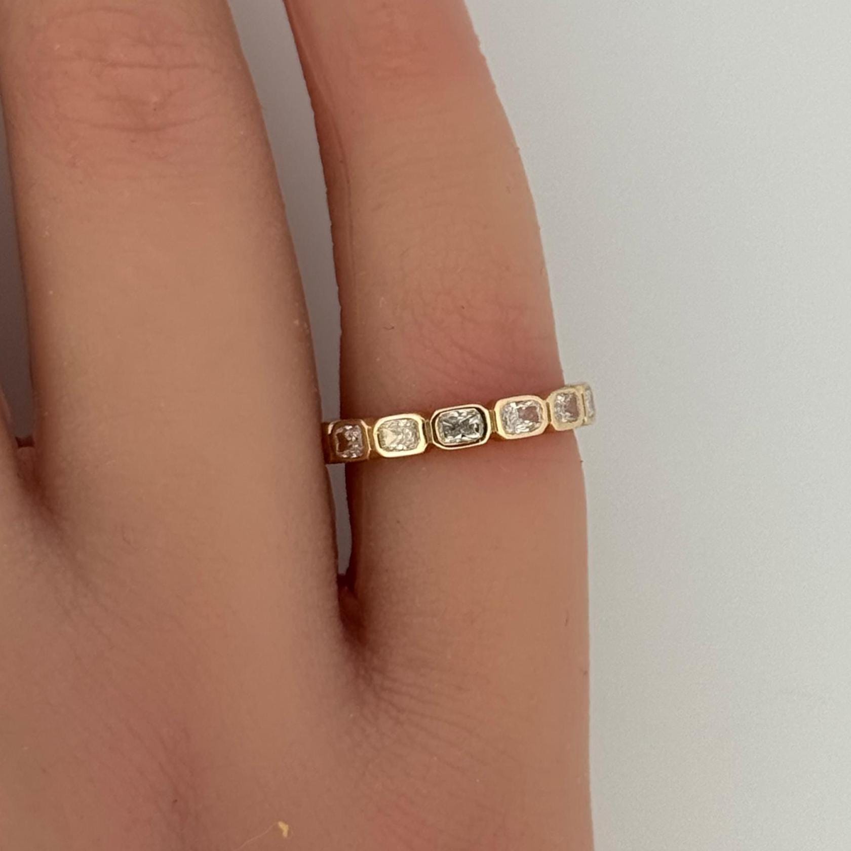 Radiant Cut Lab Grown Diamond Bezel Set Full Eternity Band | Stackable ...
