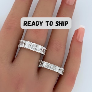 Radiant Cut Lab Grown Diamond Full Eternity Band | Stackable Full Eternity band in 10K 14K 18K Gold | Gift for her