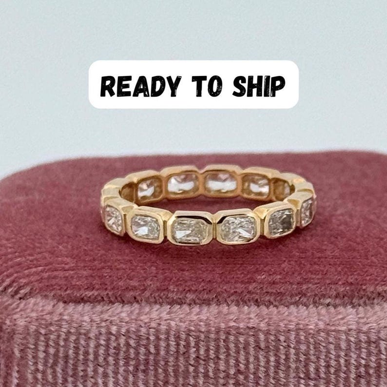 Radiant Cut Lab Grown Diamond Bezel Set Full Eternity Band | Stackable ...