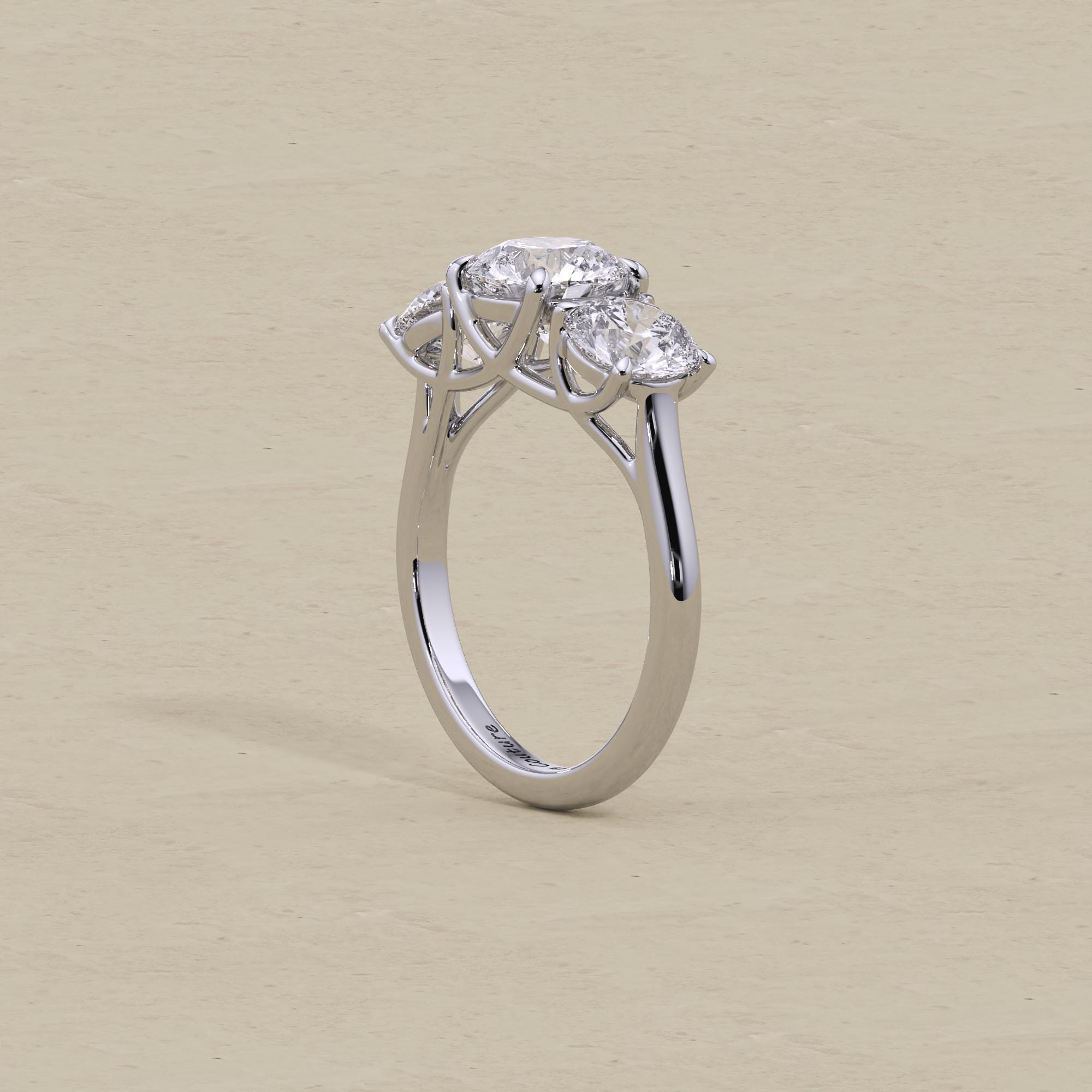3 Stone Round Cut Lab Grown Diamond Engagement Ring | 10k 14k 18k ...