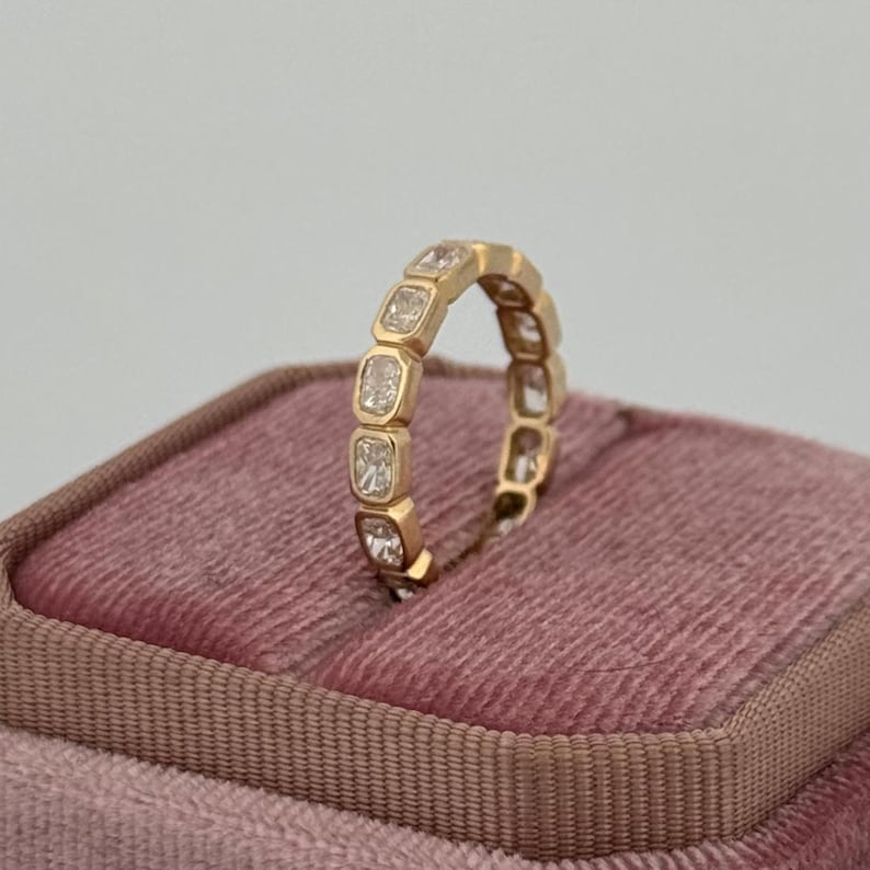 Radiant Cut Lab Grown Diamond Bezel Set Full Eternity Band | Stackable ...