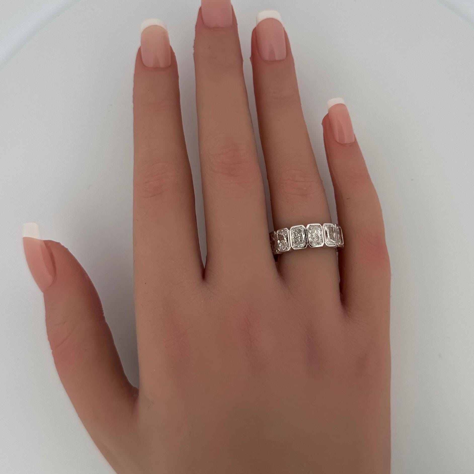 Radiant Cut Lab Grown Diamond Bezel Set Full Eternity Band | Stackable ...