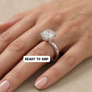Cushion Cut Lab Grown Diamond Engagement Ring | Hidden Halo IGI Certified Ring in 10K 14K 18K Solid Gold, Silver & Platinum | Conflict-Free