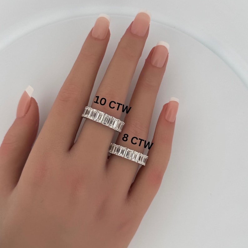 Emerald Cut Lab Grown Diamond Full Eternity Band | Stackable Full ...