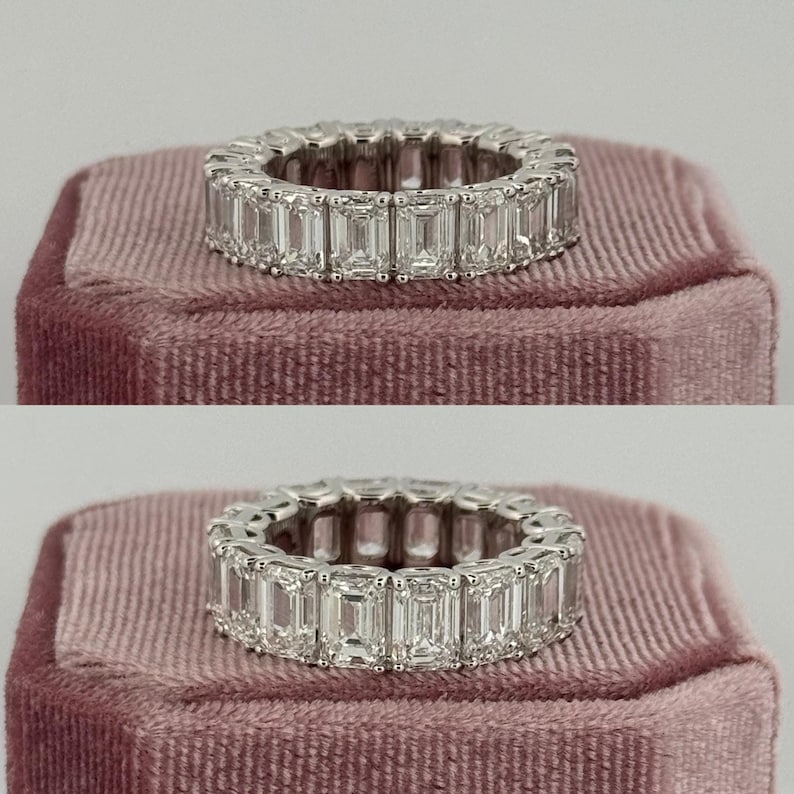 Emerald Cut Lab Grown Diamond Full Eternity Band | Stackable Full ...