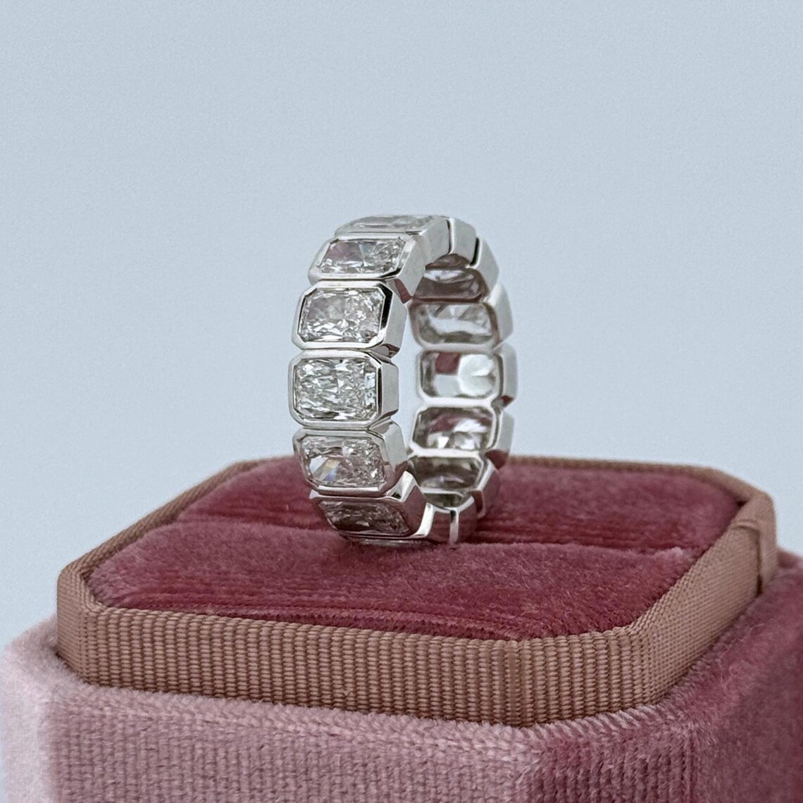 Radiant Cut Lab Grown Diamond Bezel Set Full Eternity Band | Stackable ...