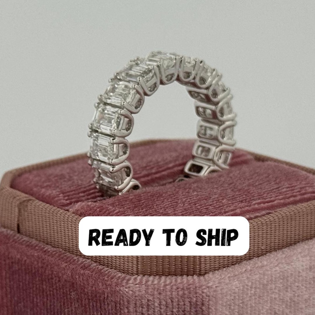 Emerald Cut Lab Grown Diamond Full Eternity Band | Stackable Full ...