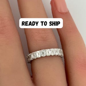 Emerald Cut Lab Grown Diamond Full Eternity Band | Stackable Full Eternity band in 10K 14K 18K Gold | Gift for her