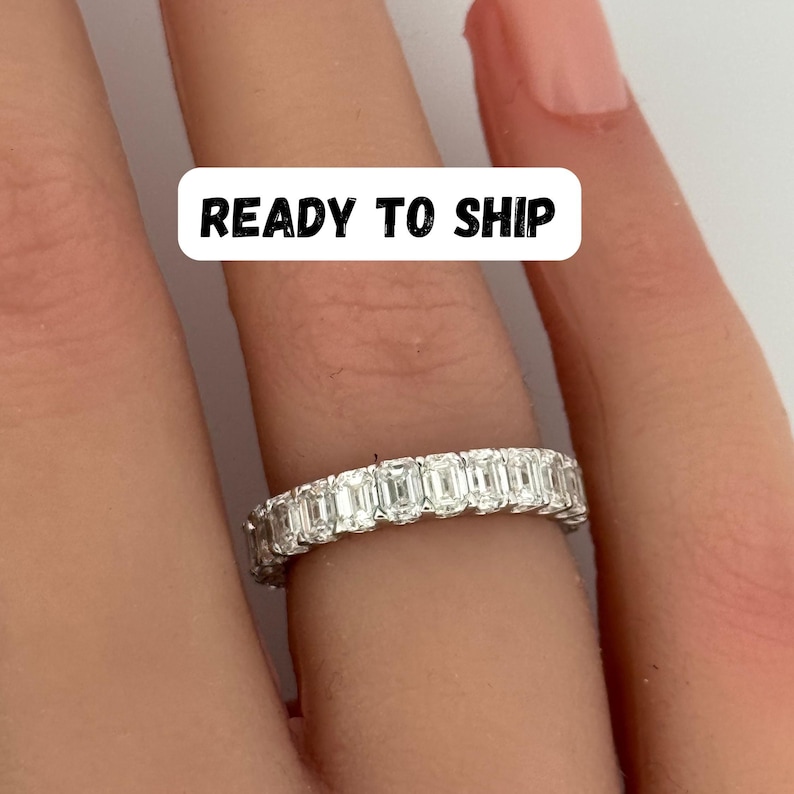 Emerald Cut Lab Grown Diamond Full Eternity Band | Stackable Full ...