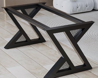 Handmade Metal Table Base: Modern Z-Design