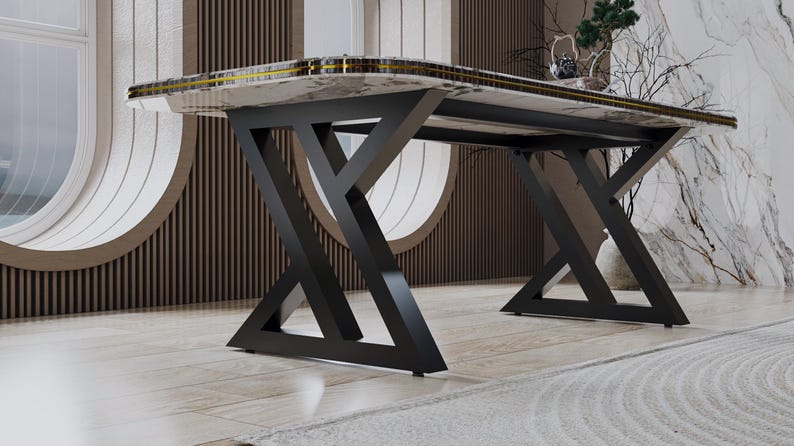 Table Base Design Handmade Metal Table Base: Modern Z-type Design - Etsy