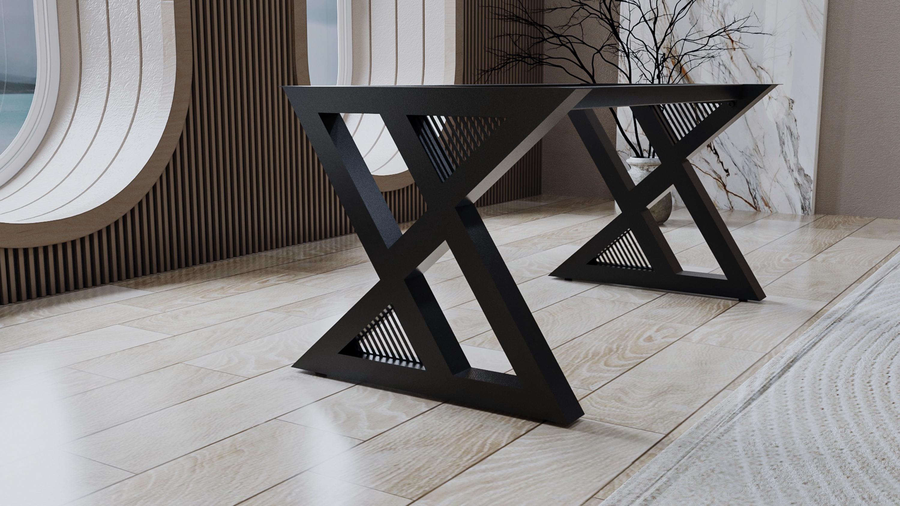 Handmade Industrial Steel Table Base: Modern Z-type Design - Etsy