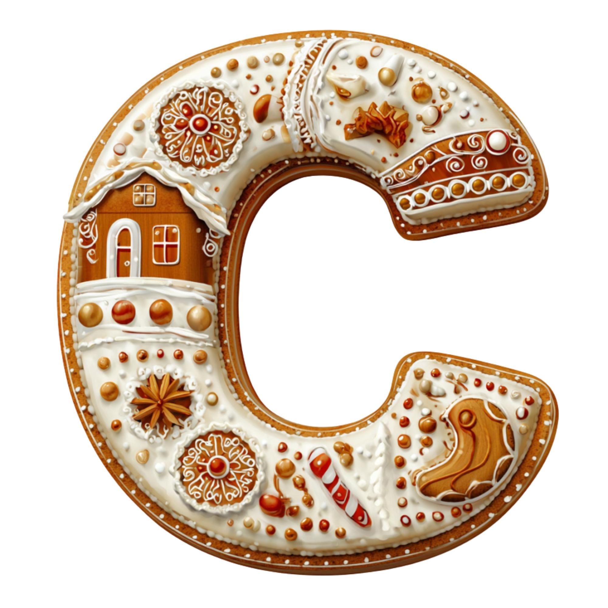 Gingerbread Alphabet & Numbers Clipart | Christmas Cookie Font (41 PNG ...