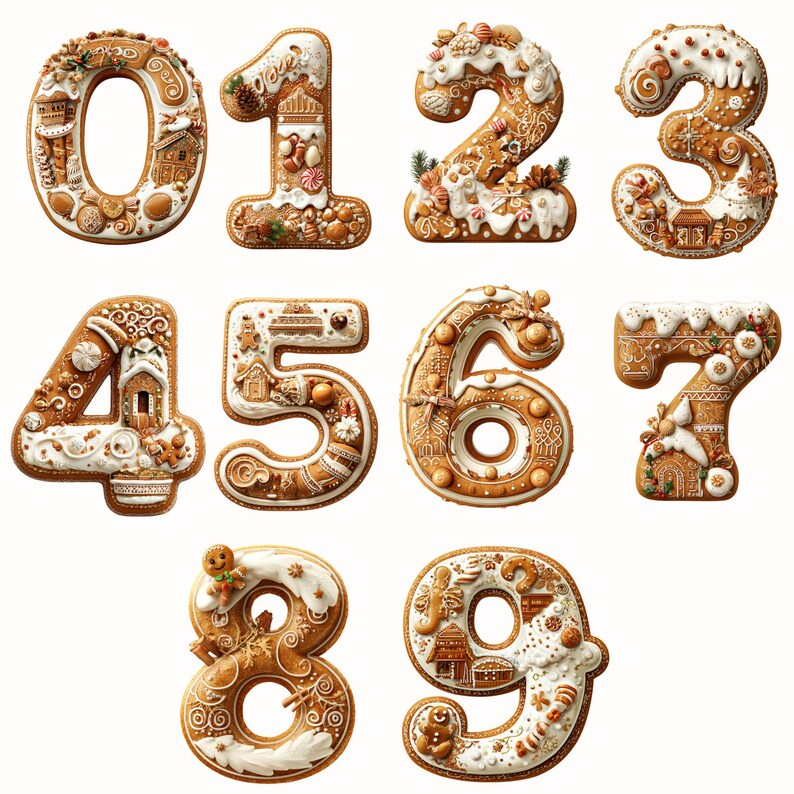 Gingerbread Alphabet & Numbers Clipart | Christmas Cookie Font (41 PNG ...