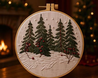 Christmas Embroidery Kit - Fir forest
