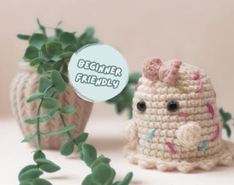 Patrón de ganchillo de fantasma de Sally Sprinkles, peluche amigurumi de Halloween, bonito juguete DIY, descarga digital en PDF, apto para principiantes.