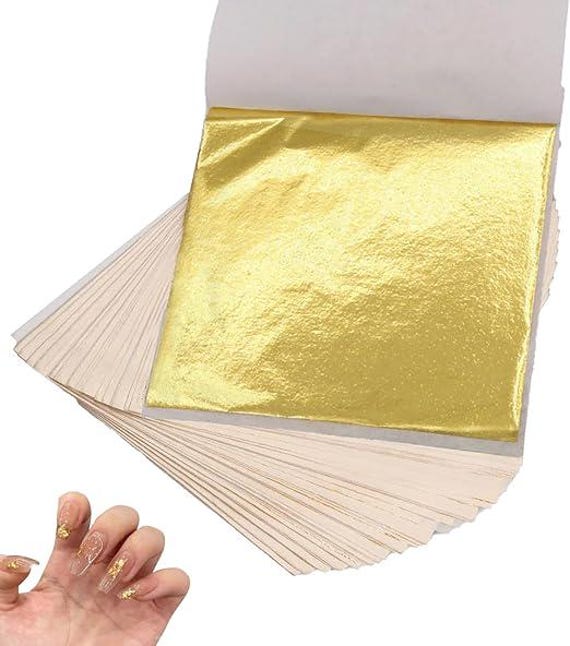 200pcs Gold Leaf Sheets - 8x8cm Imitation Foil for Gilding Crafts, Resin Art, Painting