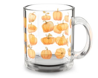 Taza de cristal con forma de calabaza otoñal: taza de café otoñal, decoración de Acción de Gracias